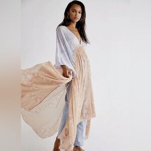 Free People Peach Blur Floral Know Me Maxi Top Small